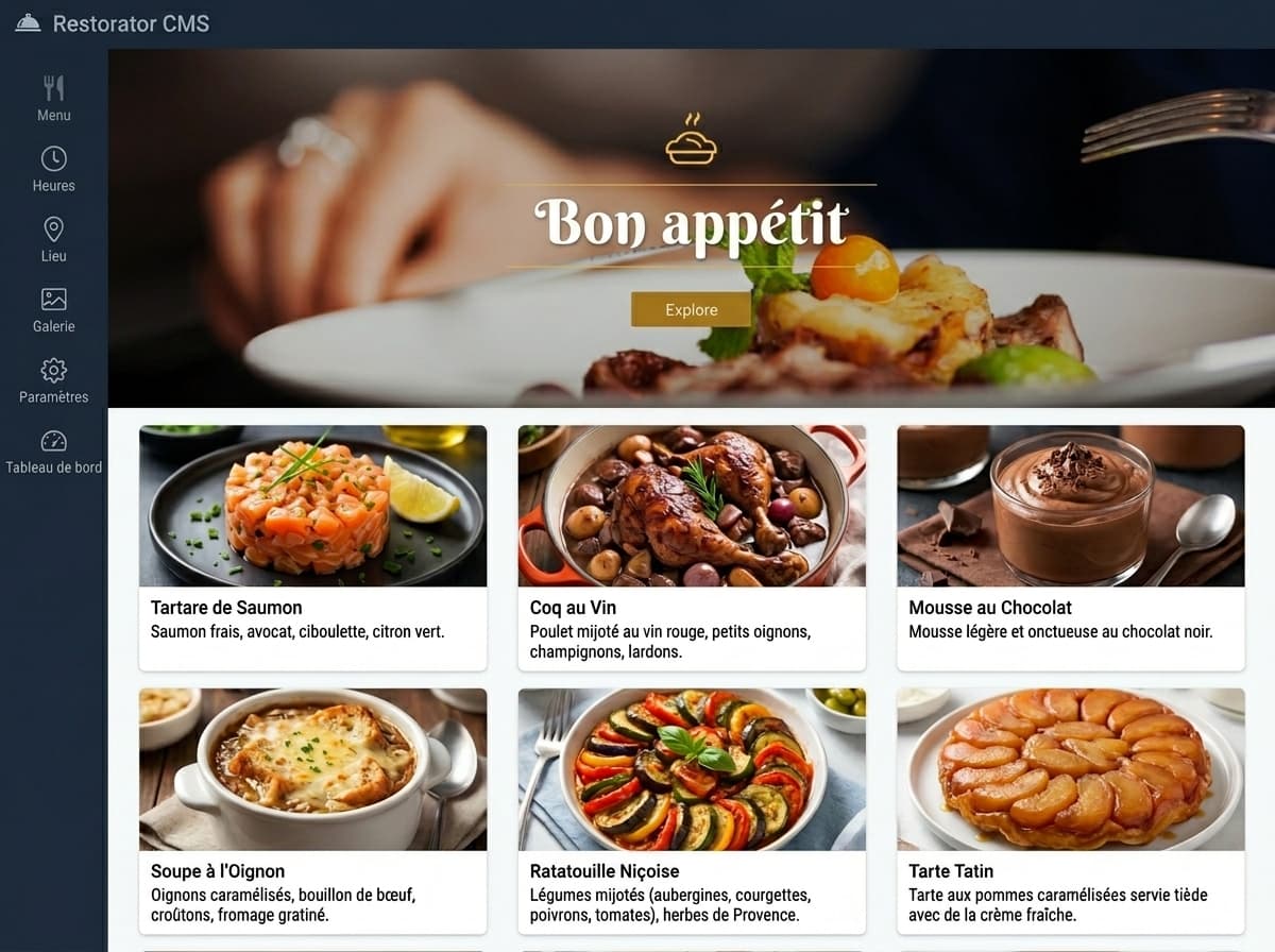 Aperçu mobile du site généré